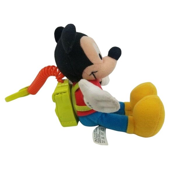 Disney Mickey Mouse 8 in Plush Clip On Backpack Orange Stretch Cord Fisher Price - Picture 3 of 9